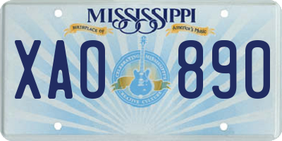 MS license plate XAO890
