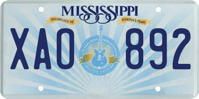 MS license plate XAO892