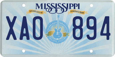 MS license plate XAO894