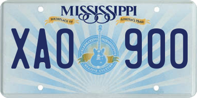 MS license plate XAO900