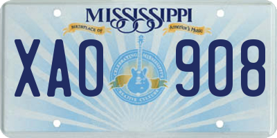 MS license plate XAO908