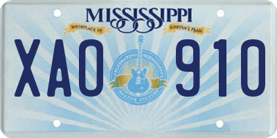 MS license plate XAO910