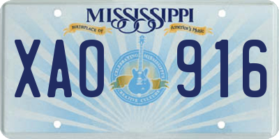 MS license plate XAO916