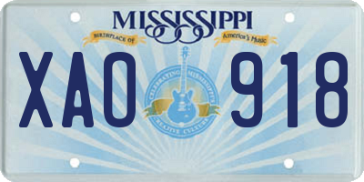 MS license plate XAO918