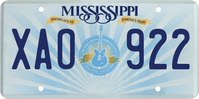 MS license plate XAO922