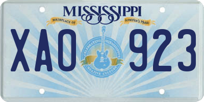 MS license plate XAO923
