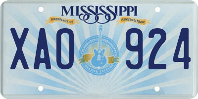 MS license plate XAO924