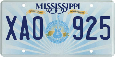 MS license plate XAO925