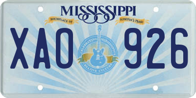 MS license plate XAO926