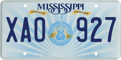MS license plate XAO927