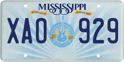MS license plate XAO929