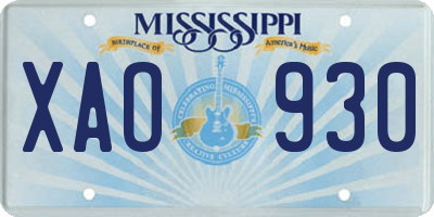 MS license plate XAO930