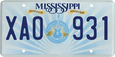 MS license plate XAO931