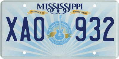 MS license plate XAO932