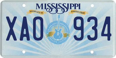 MS license plate XAO934