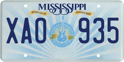MS license plate XAO935
