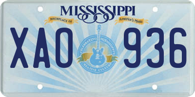 MS license plate XAO936