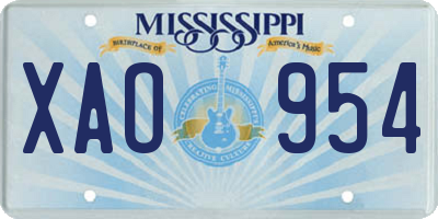 MS license plate XAO954