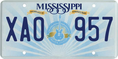 MS license plate XAO957