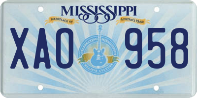 MS license plate XAO958