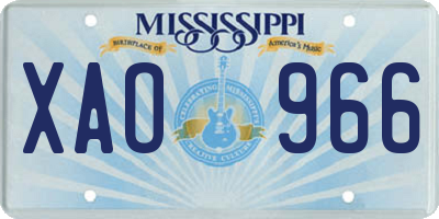 MS license plate XAO966