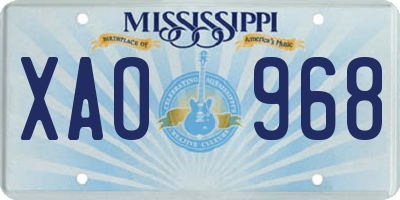 MS license plate XAO968