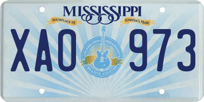 MS license plate XAO973