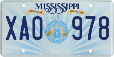 MS license plate XAO978