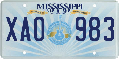 MS license plate XAO983