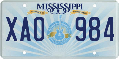 MS license plate XAO984