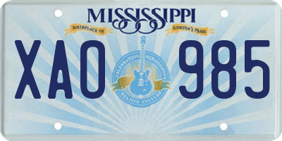MS license plate XAO985