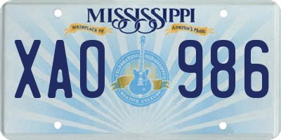 MS license plate XAO986
