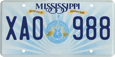 MS license plate XAO988