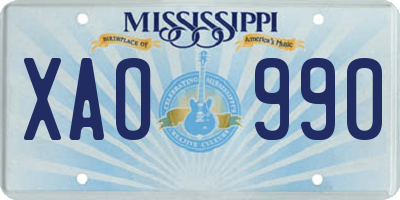 MS license plate XAO990