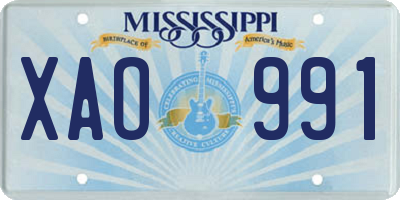 MS license plate XAO991