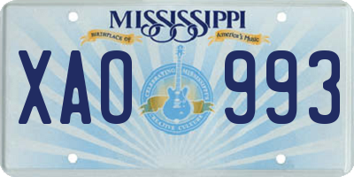 MS license plate XAO993