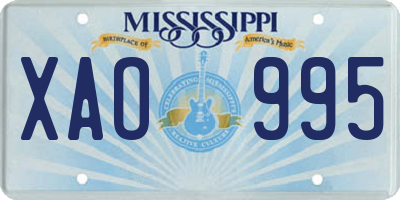 MS license plate XAO995