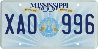 MS license plate XAO996
