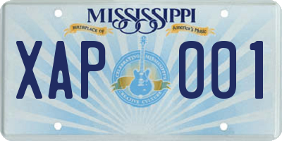MS license plate XAP001