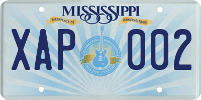MS license plate XAP002