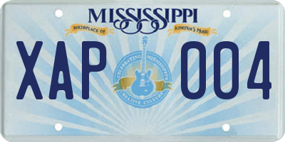 MS license plate XAP004