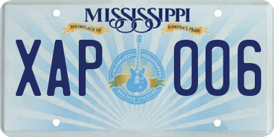 MS license plate XAP006