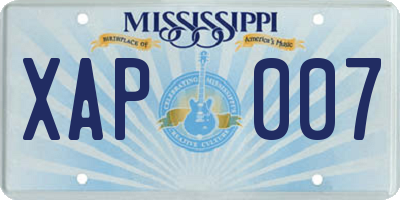 MS license plate XAP007