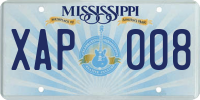 MS license plate XAP008