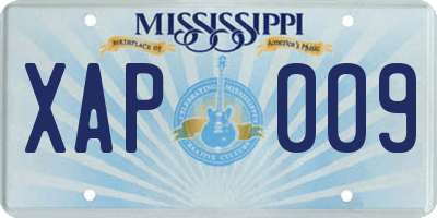 MS license plate XAP009