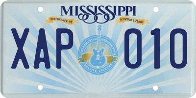 MS license plate XAP010