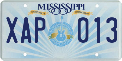 MS license plate XAP013