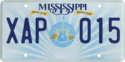 MS license plate XAP015