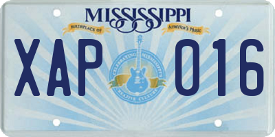 MS license plate XAP016