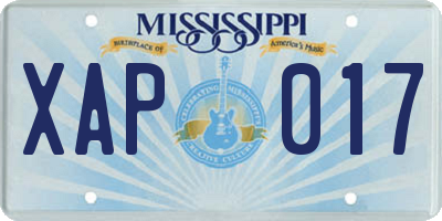 MS license plate XAP017